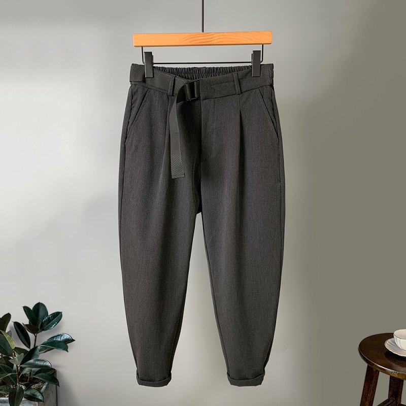 高级感西裤垂坠感九分西裤男士2021年炸街潮设计八分9分哈伦裤子