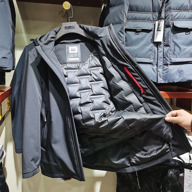 高端鹅绒！可脱卸内胆！冬季男士商务休闲中长款羽绒风衣外套5038