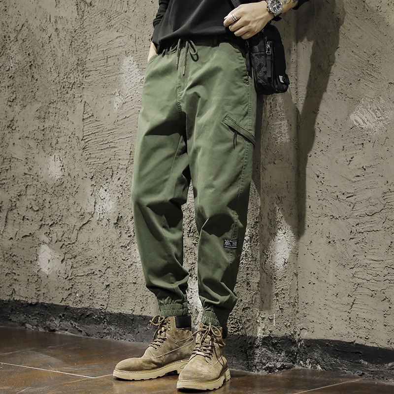 高端美式军绿色工装裤男士潮牌束脚裤宽松大码秋冬季新款休闲裤子
